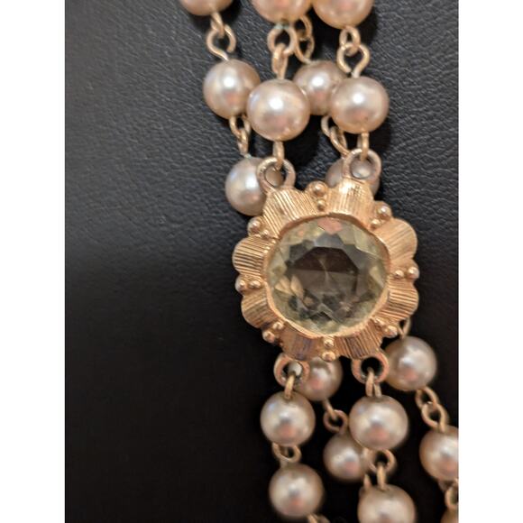 Vtg Multi-Strand Faux Pearl Colored Glass Medallion Designer Look 58" Necklace - Picture 6 of 10